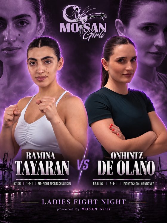 Fight Card: Ramina Tayaran (Fit+Fight Sportschule Kiel) gegen Onhintz De Olano (Fightschool Hannover), K1 · 55–57 kg