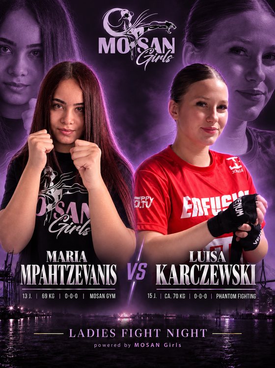 Fight Card: Maria Mpahtzevanis (MOSAN Gym) gegen Luisa Karczewski (Phantom Fighting), K1 · bis 70 kg
