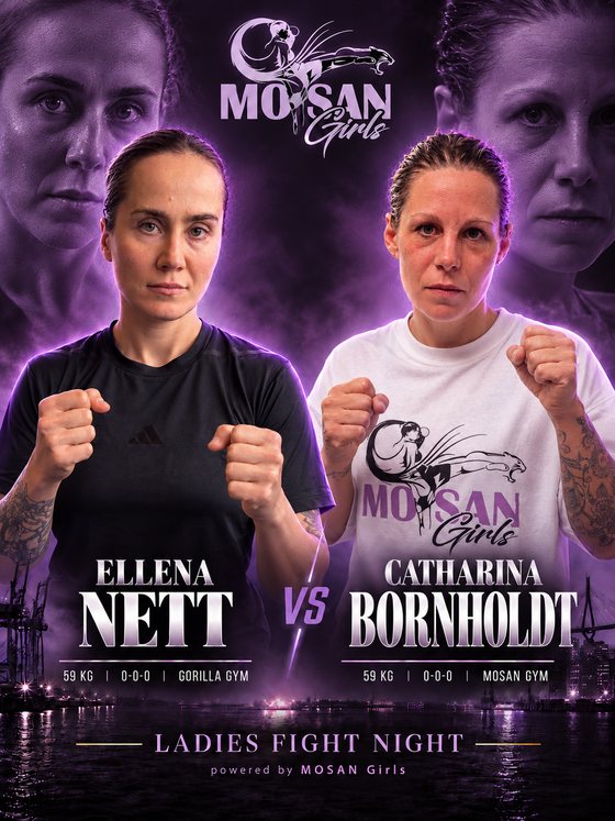 Fight Card: Ellena Nett (Gorilla Gym) gegen Catharina Bornholdt (MOSAN Gym), K1 · bis 59 kg