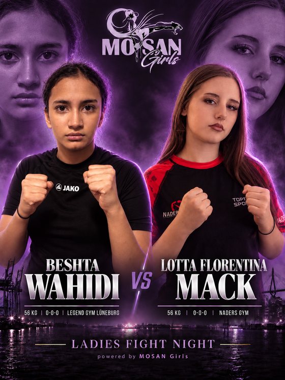 Fight Card: Beshta Wahidi (Legend Gym Lüneburg) gegen Lotta Florentina Mack (Naders Gym), K1 · Mini Fly bis 56 kg